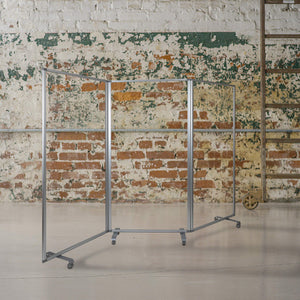 3-Panel Clear Acrylic Room Divider Partition with Locking Casters