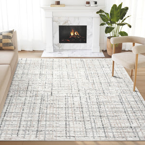 Modern Geometric Beige Area Rug – Floral Pattern