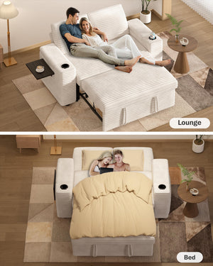 65" Loveseat Sleeper Sofa – 3-in-1 Convertible with Pull-Out Bed