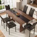 7-Piece Dining Table & Chairs Set – 71" Rectangle Table with 6 Upholstered Chairs