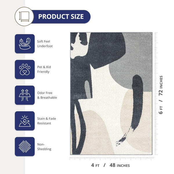 Modern Ivory & Grey Area Rug