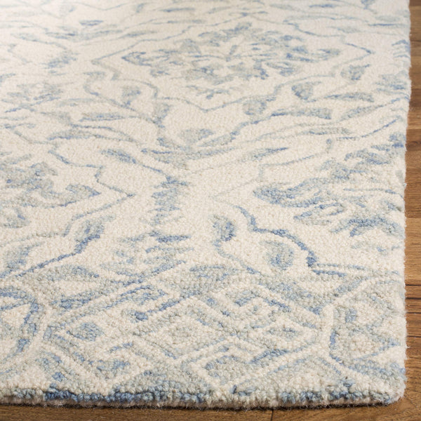 Wool Runner Rug 2'3" x 10' – Light Blue & Ivory