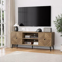 47.2-Inch Walnut TV Stand with Line Groove Design & Storage