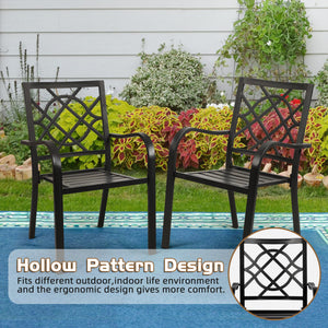 Stackable Metal Patio Dining Chair with Armrest
