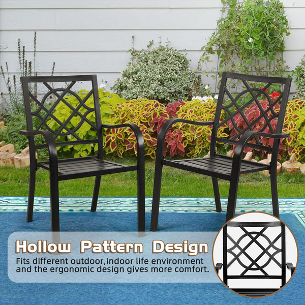 Stackable Metal Patio Dining Chair with Armrest