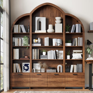Arched Triple Wide Bookshelf with 15 Cubby Storage, 5-Tier, 84" H