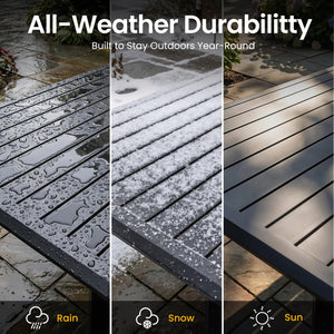 Outdoor Dining Table for 8 – Aluminum Patio Table with Umbrella Hole