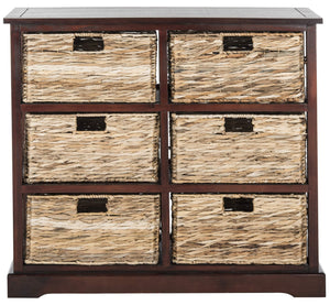 Wicker Basket Storage Chest with Distressed Wood Frame