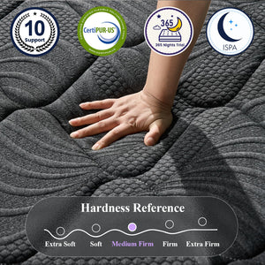 12 Inch Hybrid Mattress in a Box – Cooling Gel Memory Foam & Pocket Springs