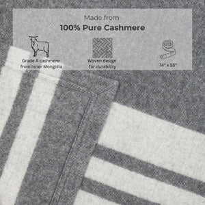 Pure Cashmere Throw Blanket — Grey Stripe, 74"x55"