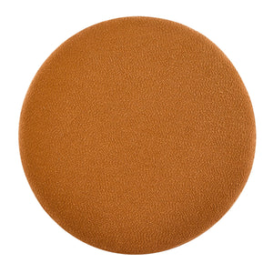 Round Boucle Ottoman with Wooden Legs
