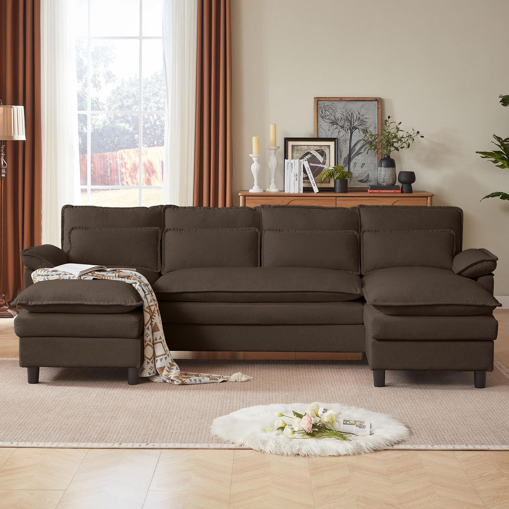 U-Shaped Sectional Cloud Sofa with Double Chaise