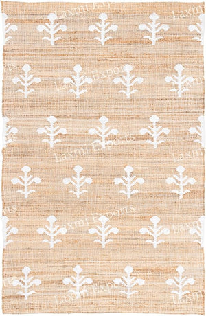 Cotton Jute Kilim Area Rug 4x6 – Floral Turkish Handmade Carpet