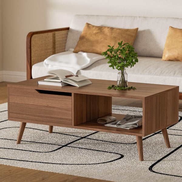 Coffee Table with Drawer & Open Shelf
