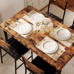 5-Piece Dining Table Set for 4 with Upholstered Chairs