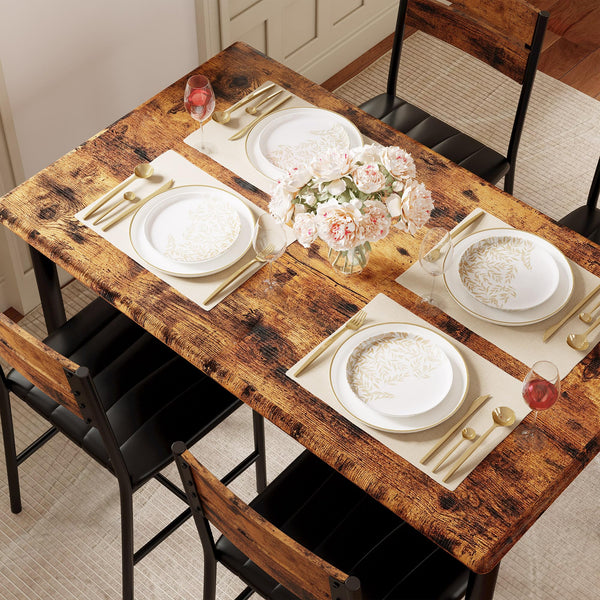 5-Piece Dining Table Set for 4 with Upholstered Chairs