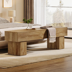 63-Inch Farmhouse Entryway Bench – Engineered Wood, Black & Rustic Brown