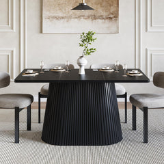 59" Farmhouse Dining Table with Metal Pedestal Base — Seats 4–6