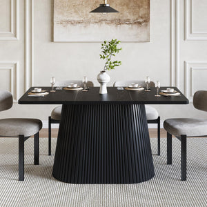 59" Farmhouse Dining Table with Metal Pedestal Base — Seats 4–6
