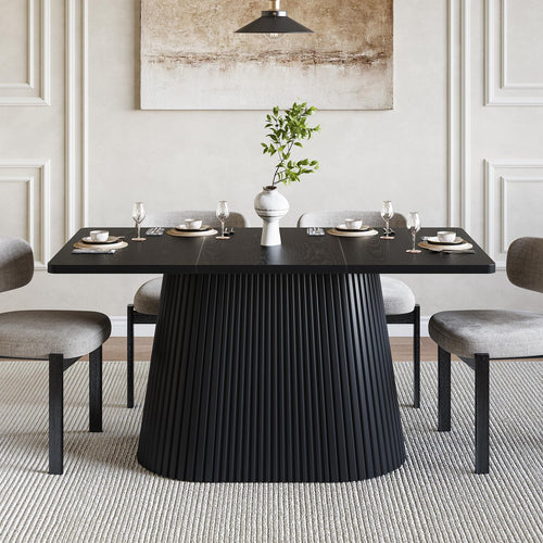 59" Farmhouse Dining Table with Metal Pedestal Base — Seats 4–6