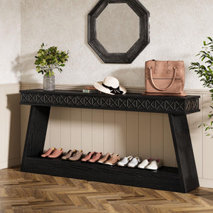 70.9" Farmhouse Console Table with 2-Tier Storage