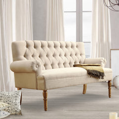 Linen Beige Loveseat Sofa for Living Room