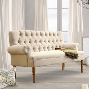 Linen Beige Loveseat Sofa for Living Room