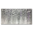 Abstract Oil Painting on Canvas – Silver Flower Wall Art