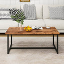 Rectangular Coffee Table with Metal Frame and Wood Top