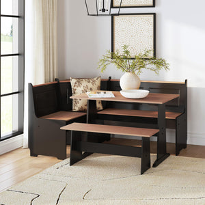 3-Piece Breakfast Nook Dining Set with Hidden Storage Benches