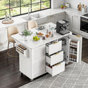 Rolling Kitchen Island with Drop Leaf, Power Outlet & 3 Drawers