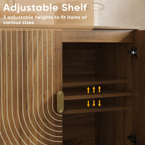 Walnut & Oak Sideboard Cabinet with Adjustable Shelf