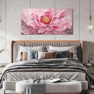 Pink Floral Canvas Wall Art – Large Botanical Print for Living Room & Bedroom