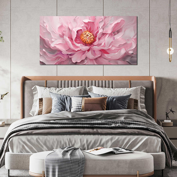 Pink Floral Canvas Wall Art – Large Botanical Print for Living Room & Bedroom