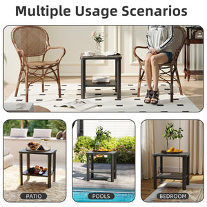 Resin Outdoor Side Table with Dual Storage