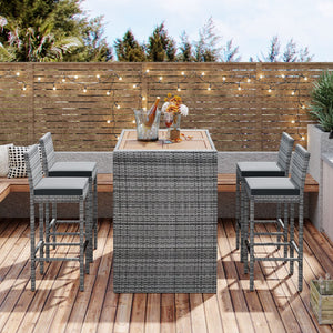 5-Piece Outdoor Wicker Bar Set with 4 Chairs