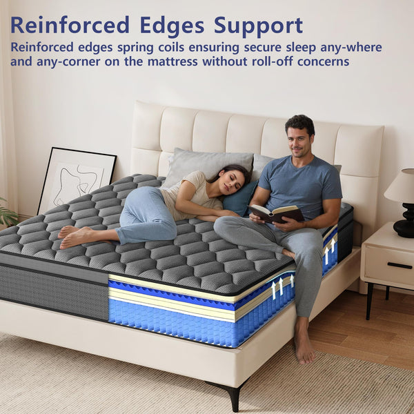 12-Inch Hybrid Mattress with Pocket Springs – Twin, Queen & King