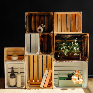 Large Wooden Flamed Storage Box with Lid