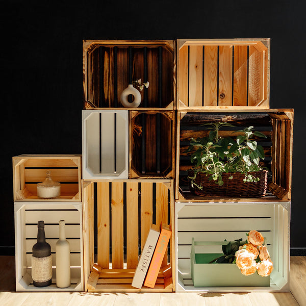 Large Wooden Flamed Storage Box with Lid