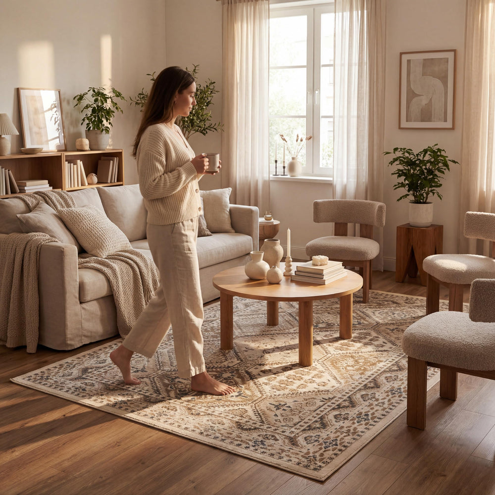 9x12 Vintage Medallion Area Rug – Tribal Tile Pattern