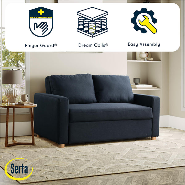 Convertible Sleeper Loveseat with Pocket Coils & Boucle Fabric