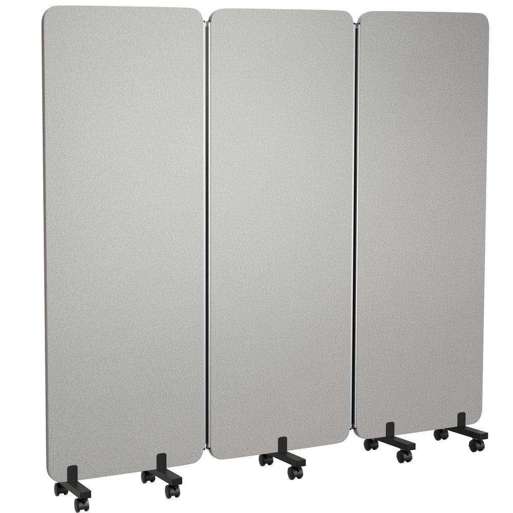 3-Panel Foldable Room Divider with Wheels, 71"W x 66"H