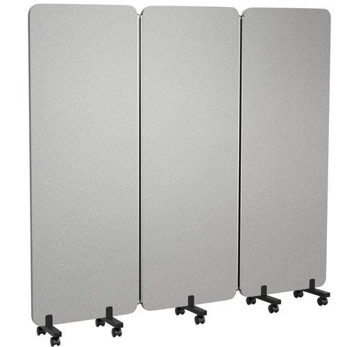 3-Panel Foldable Room Divider with Wheels, 71"W x 66"H