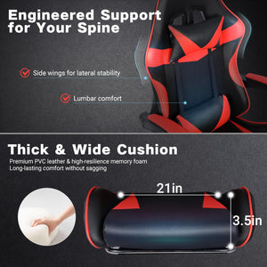 Ergonomic Gaming Chair with Footrest & Lumbar Support