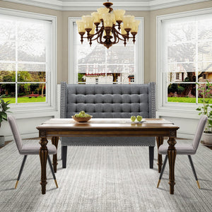 Tufted Loveseat Sofa with Wooden Legs – 2-Seat Upholstered Couch