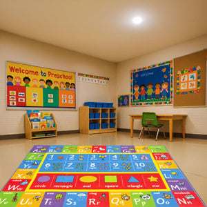 Kids Educational ABC Alphabet Numbers & Shapes Area Rug