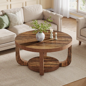 Round 2-Tier Coffee Table with Storage