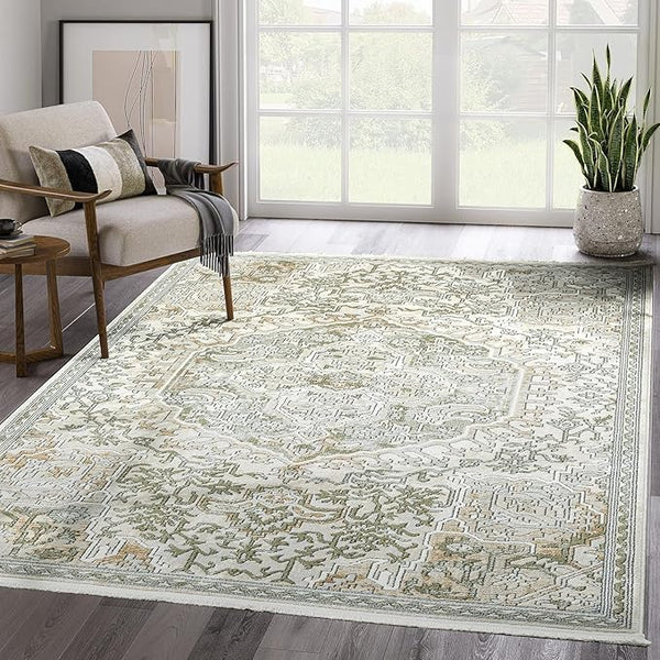 Beige & Green Vintage Area Rug