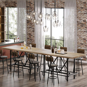 63-Inch Industrial Counter Height Bar Table with Metal Footrest
