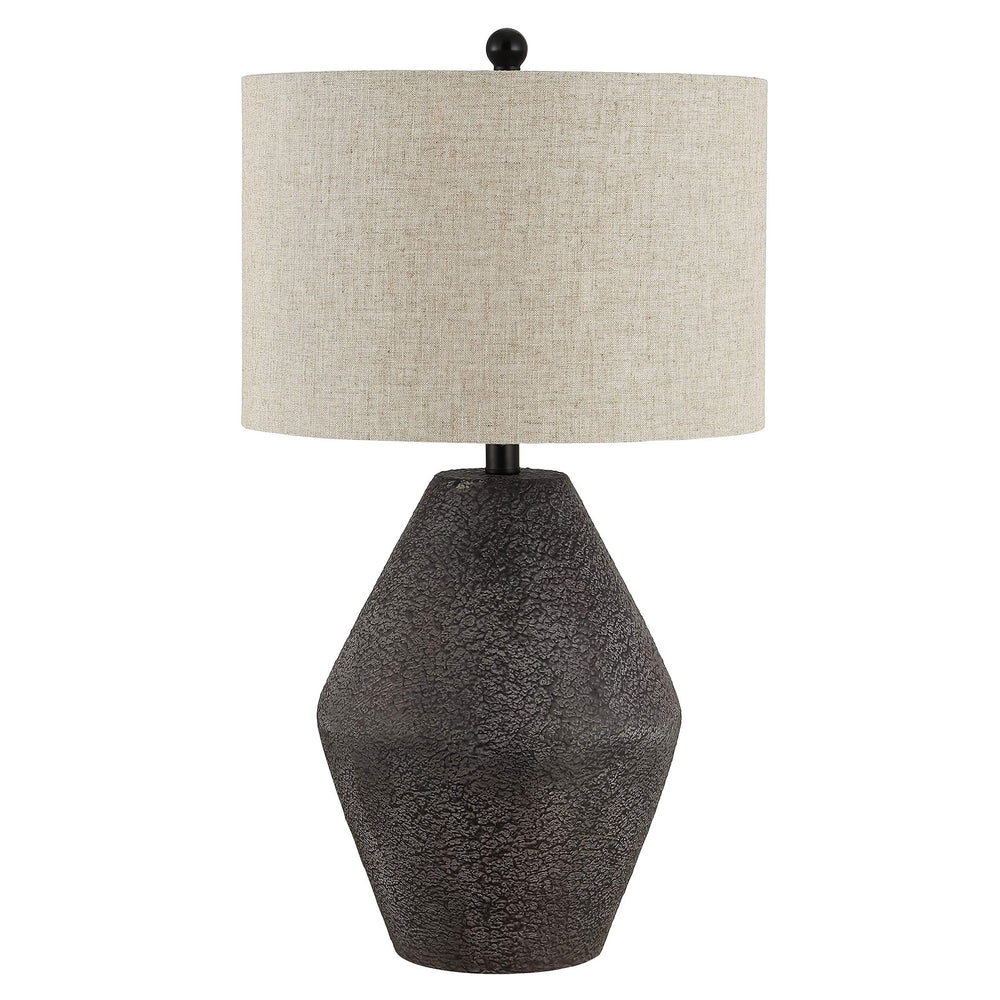 Modern Rustic Table Lamp with Oatmeal Drum Shade